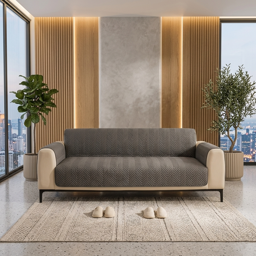 NEW MAT ULTRASONIC SUPER SOFT SOFA COVER (GREY)