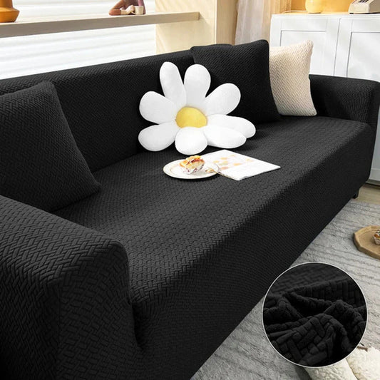 Stripe Jacquard Sofa Cover - Black