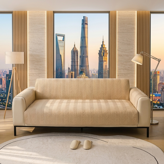 NEW MAT ULTRASONIC SUPER SOFT SOFA COVER (BEIGE)