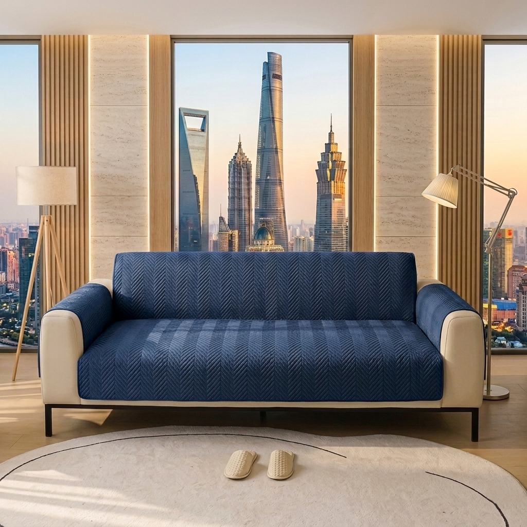 NEW MAT ULTRASONIC SUPER SOFT SOFA COVER (BLUE)