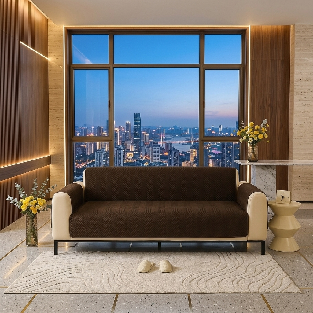 NEW MAT ULTRASONIC SUPER SOFT SOFA COVER (BROWN)