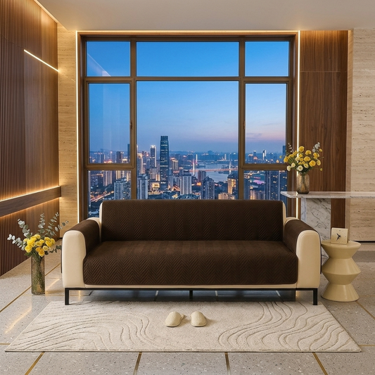 NEW MAT ULTRASONIC SUPER SOFT SOFA COVER (BROWN)