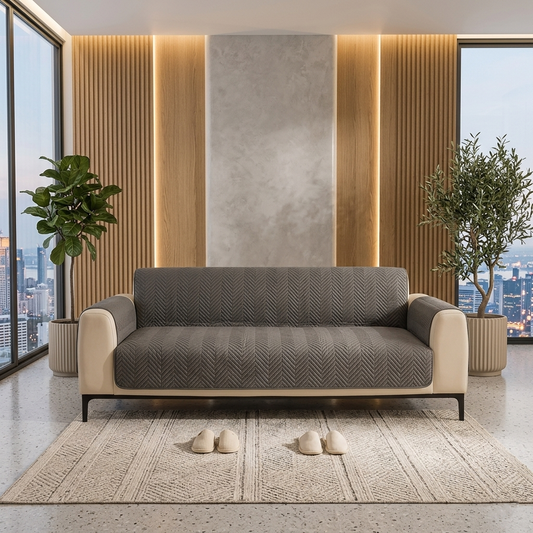 NEW MAT ULTRASONIC SUPER SOFT SOFA COVER (GREY)
