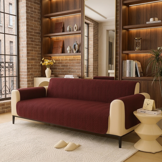 NEW MAT ULTRASONIC SUPER SOFT SOFA COVER (MAROON)