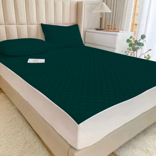 Ultrasonic 100% Waterproof Mattress Cover For Double Bed Fitted Mattress Protector Anti Sleep Bed Sheet (Zink)